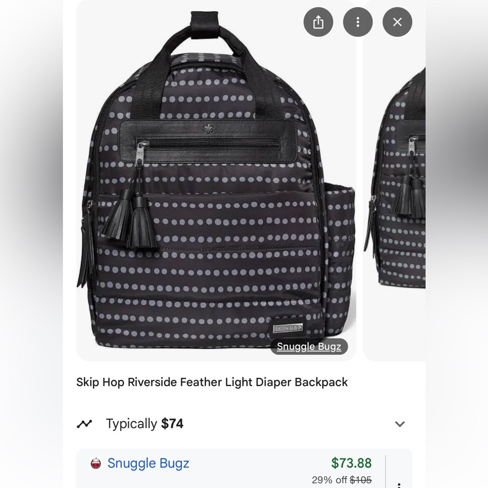 Skip Hop Black and Gray Polka Dot Backpack